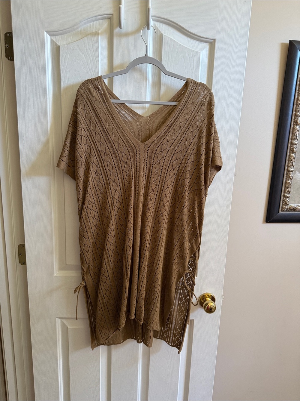 🌸 Brown Knit V-Neck Swim Cover-up